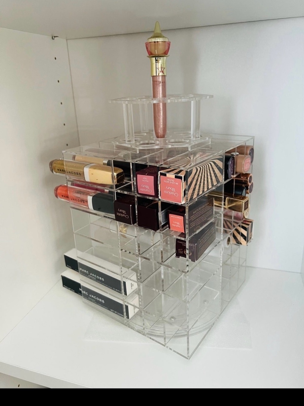 Clear Acrylic Lipstick Organizer - Transparent Cosmetic Storage